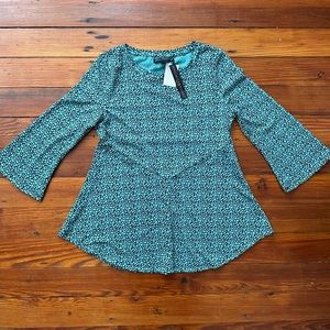 NWT Preswick & Moore petites pullover flare peplum half sleeve top Small
